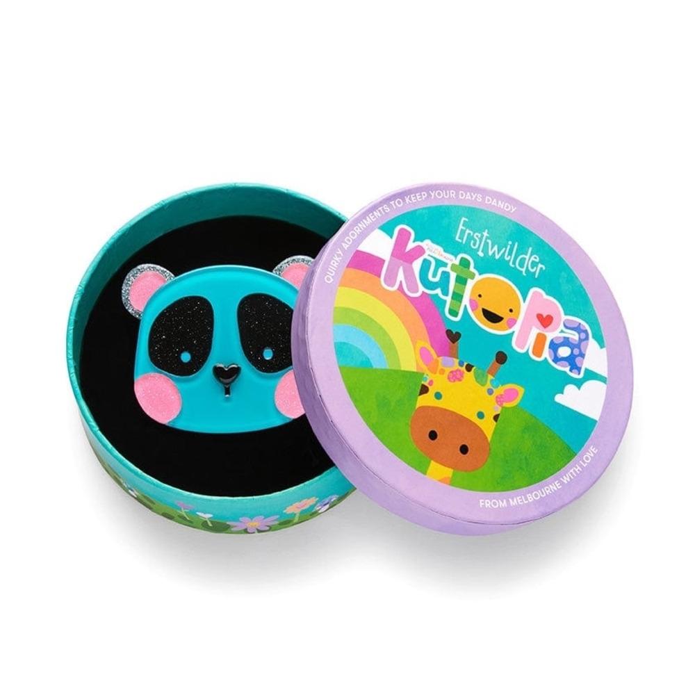 Erstwilder Panda Brooch - Blue and Pink.  Pippa The Panda Brooch